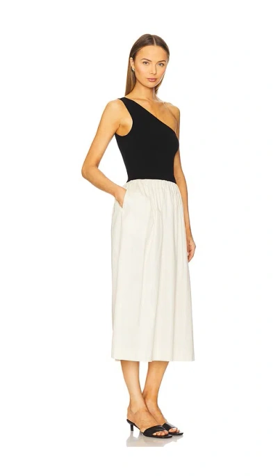 Rails Anita One-shoulder Colorblock Mixed Media Midi Dress In White