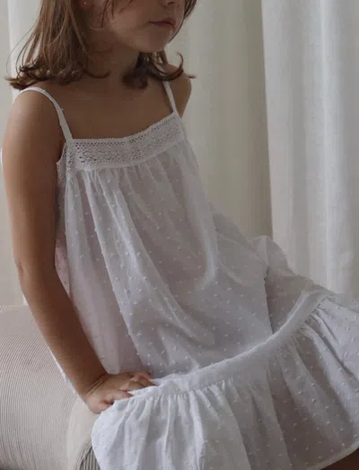 Papinelle Swiss Dot Girls Strappy Nightie In White