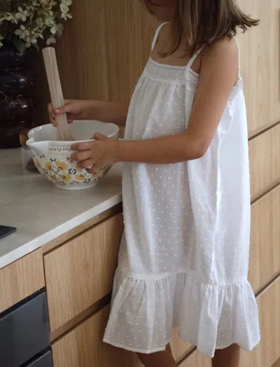 Papinelle Swiss Dot Girls Strappy Nightie In White