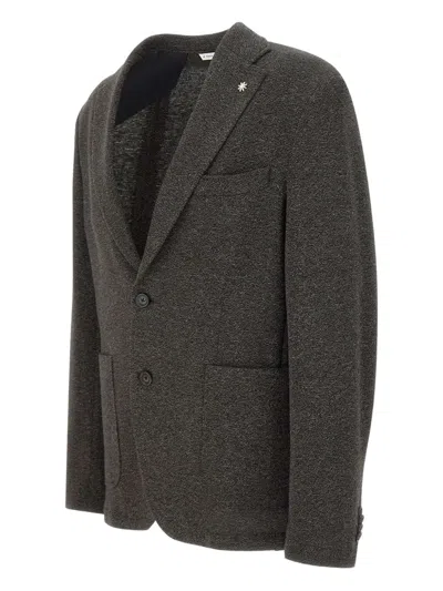 Manuel Ritz Wool-blend Blazer In Brown
