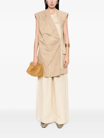 Uma Wang Pleat-detailed Trousers In Neutrals