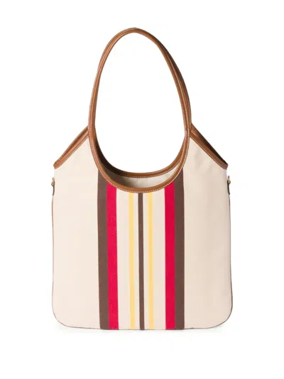 Miu Miu Ivy Canvas And Leather Bag In Neutrals
