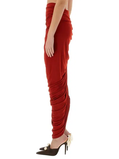 Magda Butrym Draped Viscose Blend Jersey Long Skirt In Red