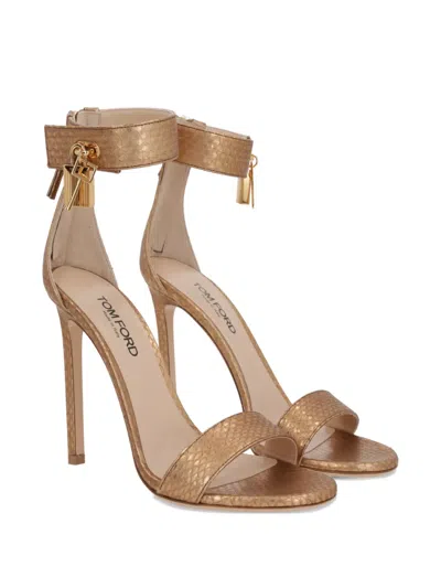 Tom Ford 100mm Padlock Sandals In Gold