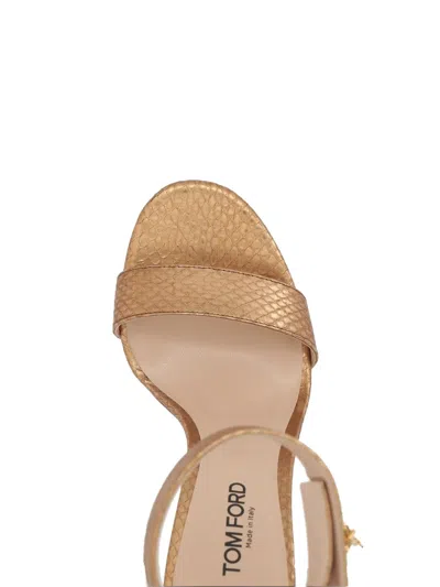 Tom Ford 100mm Padlock Sandals In Gold