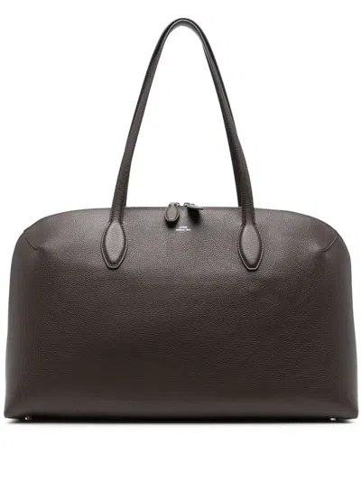 Totême Leather Handbag With Engraved Logo On The Front In Brown