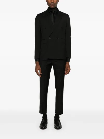 Ungaro Double-breasted Wool Suit In Black
