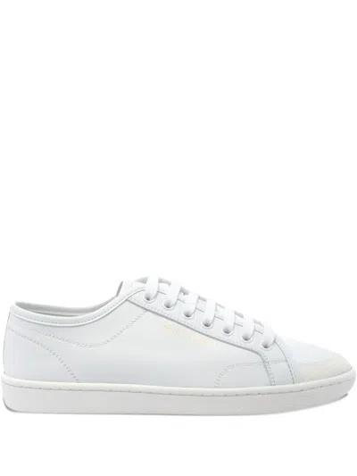 Saint Laurent Gym Leather Low-top Sneakers In White