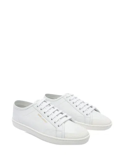 Saint Laurent Gym Leather Low-top Sneakers In White