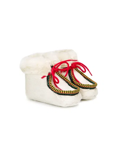 系带皮草新生儿鞋