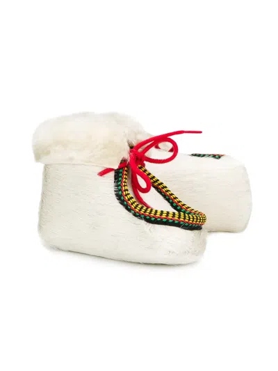 系带皮草新生儿鞋