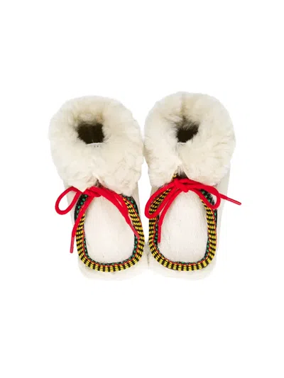 系带皮草新生儿鞋