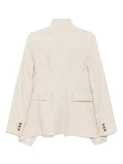 Forme D'expression Distressed Off-centre Blazer In Neutrals