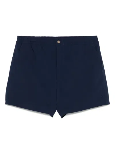 Polo Ralph Lauren Elastic Waistband Swim Shorts With Flap Pocket In Blue