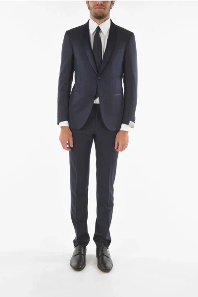 Corneliani Lined Cerimony Academy Virgin Wool Suit With Shawl Lapel