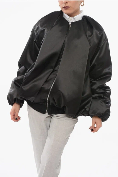 We11 Done Draped Satin Bomber Jacket