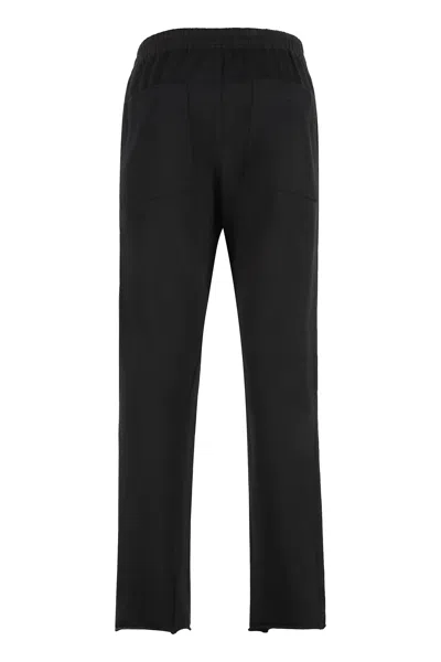 Rick Owens Drkshdw Black Cotton Joggers With Mid-rise Waist And Horn Button Details