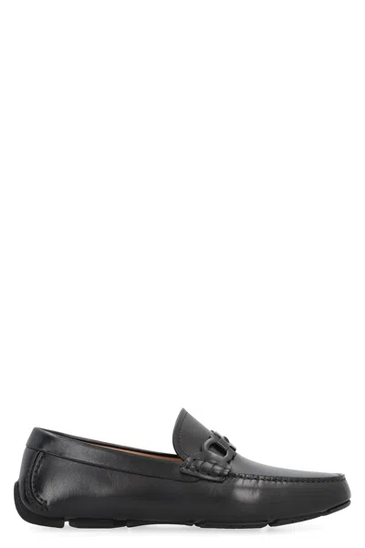 Ferragamo Black Loafers With Ganicini Plaque On The Front