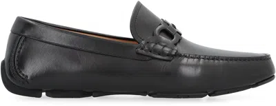 Ferragamo Black Loafers With Ganicini Plaque On The Front