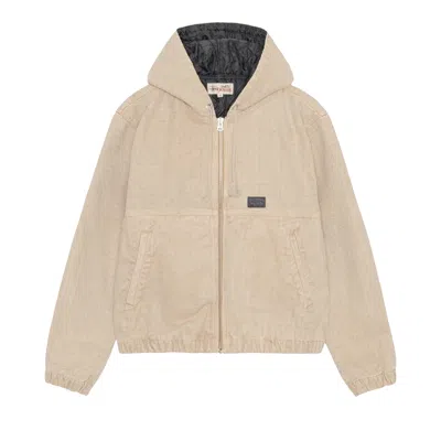 Pre-owned Stussy Canvas Needle Punch Work Jacket 'khaki' In Tan