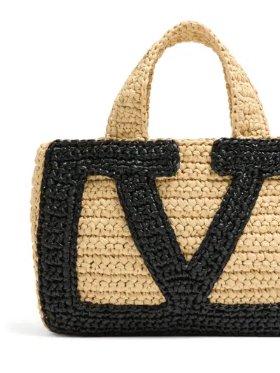 Valentino Garavani Viva Superstar Crochet Small Tote Bag In Neutral