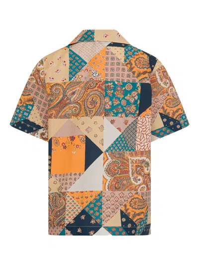 Etro Patchwork Cotton Shirt In Orange