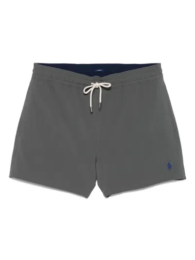 Polo Ralph Lauren Traveler Icon Logo Slim Fit Mid Swim Shorts In Grey