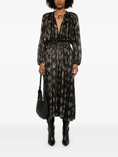 Isabel Marant 'sana' Silk Robe Noire In Black