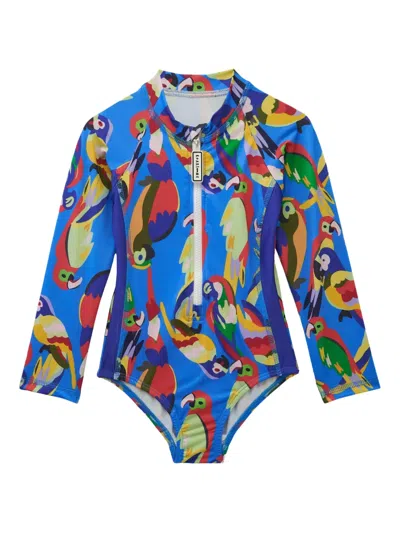 Roarsome Squawk The Parrot Rashguard Swimsuit In Blue