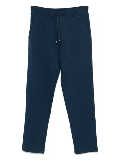 Canali Mélange-effect Track Pants In Blue