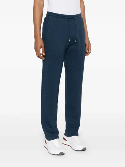 Canali Mélange-effect Track Pants In Blue