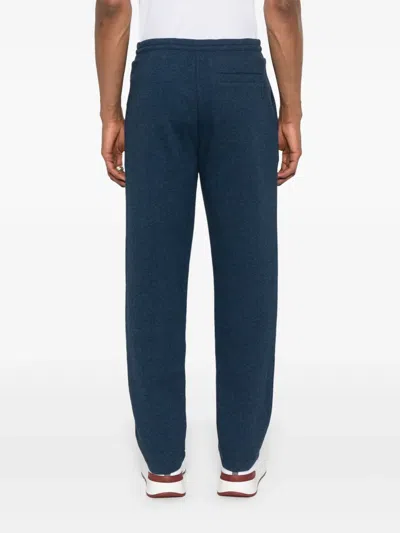 Canali Mélange-effect Track Pants In Blue
