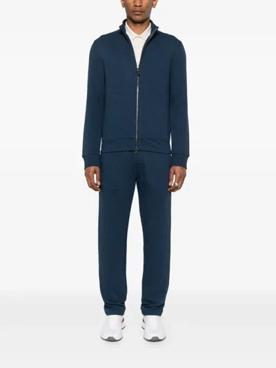 Canali Mélange-effect Sweatshirt In Blue