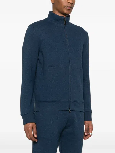 Canali Mélange-effect Sweatshirt In Blue