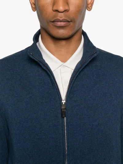 Canali Mélange-effect Sweatshirt In Blue