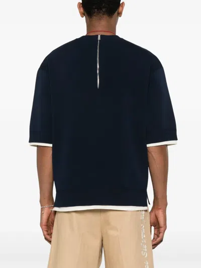 Lanvin Contrasting-trim T-shirt In Blue