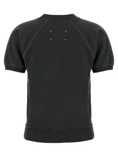 Maison Margiela Deconstructed Logo Sweatshirt With Ribbed Finish In Gray