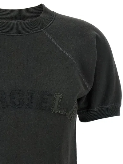 Maison Margiela Deconstructed Logo Sweatshirt With Ribbed Finish In Gray