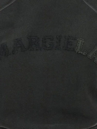 Maison Margiela Deconstructed Logo Sweatshirt With Ribbed Finish In Gray