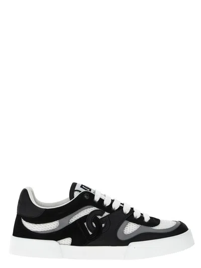 Dolce & Gabbana White And Black Portofino Light Sneakers