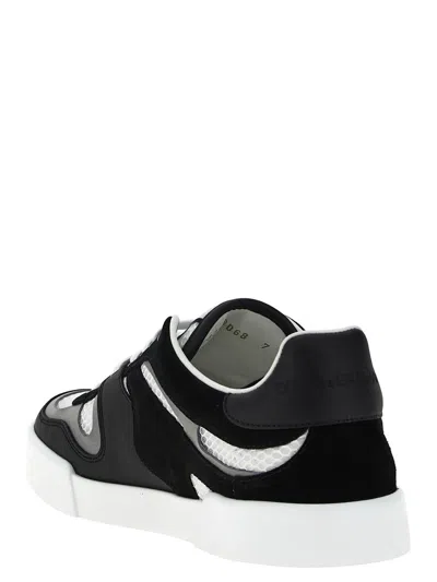 Dolce & Gabbana White And Black Portofino Light Sneakers