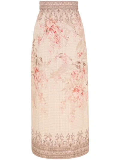 Zimmermann Illuminate Pencil Midi Skirt In Neutral