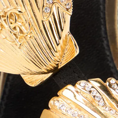 Roberto Cavalli Black Sandal With Shell Motif In Black