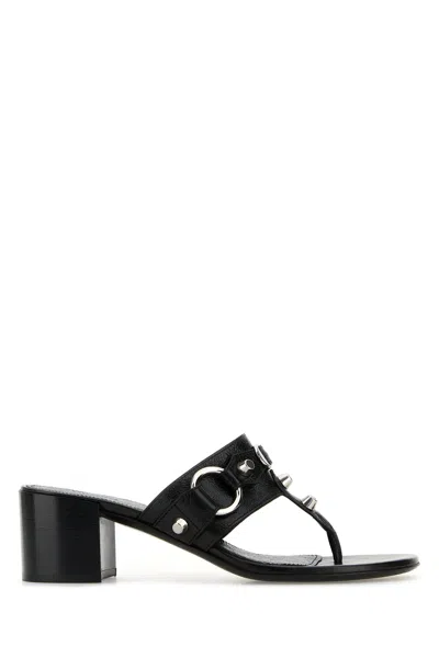 Balenciaga Thong Sandals Block Heel In Black