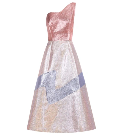 Vika Gazinskaya Metallic Midi Dress In Glitter Piek 