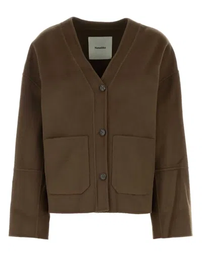 Nanushka Oversize Dodie Cardigan In Wool Blend In Brown