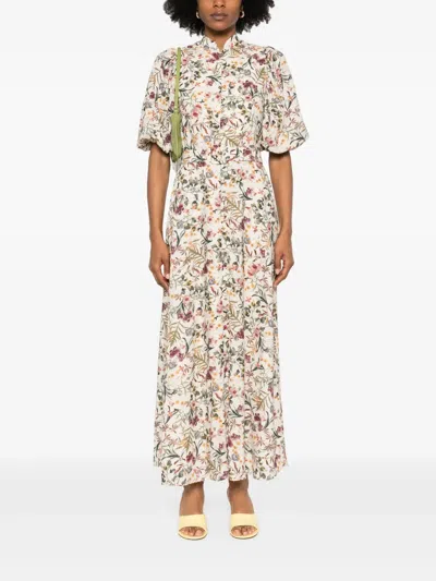 Moos Studio Jardin De Fleurs Maxi Dress In Neutrals