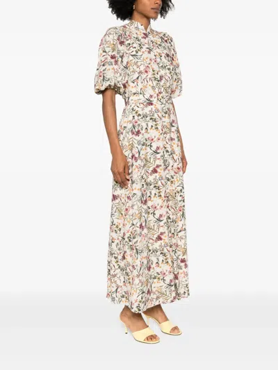 Moos Studio Jardin De Fleurs Maxi Dress In Neutrals