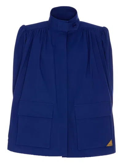 Chloé High-neck Utilitarian Jacket In Cotton Canvas In Blue