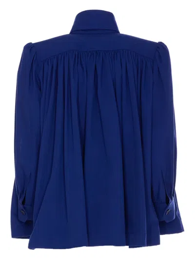 Chloé High-neck Utilitarian Jacket In Cotton Canvas In Blue